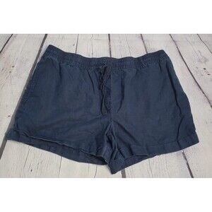 Joe Fresh Womens Size 12 Navy Blue Linen Blend Elastic Waist Drawstring Shorts